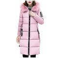 Dtydtpe Clearance Sales Winter Coats for Women Winter Down Padded Jacket Slim Waist Belt Mid-Length Waist Hooded Collar Padded Jacket Womens Long Sleeve Tops