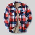 Aayomet Winter Coats For Men Men s Hooded Quilted Lined Flannel Shirt Jacket Long Sleeve Plaid Button Up Jackets Blue L