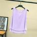 PIKADINGNIS Summer Solid Color T-shirt Women Casual Sleeveless O-Neck Chiffon Blouses Woman White Purple Loose Crop Tops Femme