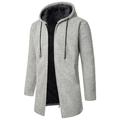 Men s Fleece Lined Jacket Fuzzy Fleece Jacket Fashion Long Sleeve Warm Plaid Printed Drawstring Hooded Jacket Top