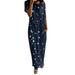 iOPQO Womens Pajamas Satin Pajama Set Womens Daily Short Sleeve Print Casual Inclined Shoulder Maxi Sleep Dress Women s Lingerie Sleep & Lounge Night Gowns Navy XXL