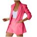 iOPQO cardigan for women Suit Cardigan Jacket Suit Lapel Shorts Casual Fashion Women s Temperament Women Suits & Sets Women s Trousers Suit Pink 3XL