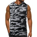 Dtydtpe 2024 Clearance Sales Tank Top for Men Casual Camouflage Hooded Breathable Vest Vest Waistcoat Mens Tops