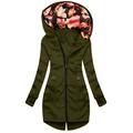 wendunide hoodies for women Women Fashion Floral Print Hooded Jacket Zipper Pocket Sweatshirt Long Sleeve Coat Womens Hoodies Army Green M