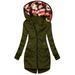 wendunide hoodies for women Women Fashion Floral Print Hooded Jacket Zipper Pocket Sweatshirt Long Sleeve Coat Womens Hoodies Army Green M