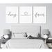 3 Pieces Always Forever Sign Art Prints Couple Minimal Canvas Painting Framed Poster Modular Heart Sign Wall Pictures Artwork for Couple Room Home Decoration
