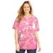 Plus Size Women's Ethereal Tee by Catherines in Pink Burst Ombre Paisley (Size 5X)