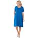Plus Size Women's Perfect Short-Sleeve Crewneck Tee Dress by Woman Within in Bright Cobalt (Size 3X)