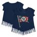 Girls Youth Tiny Turnip Navy New York Yankees Baseball Flag Fringe T-Shirt