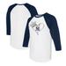 Unisex Tiny Turnip White/Navy New York Yankees Tiara Heart 3/4-Sleeve Raglan T-Shirt