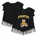 Girls Youth Tiny Turnip Black Pittsburgh Pirates Girl Teddy Fringe T-Shirt