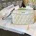 Nine West Bags | Gently Used Nine West Minimalistic Cream Pleather Quilted Clutch/Wristlet | Color: Cream/Silver | Size: Approx 9 Inches By 6 Inches Outside