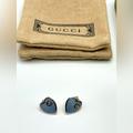 Gucci Jewelry | Gucci Heart Stud Earrings | Color: Blue/Silver | Size: 0.5” L