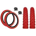 PAIR Baldy's 20 x 2.125 RED With TAN WALL Kids BMX/Mountain Bike Tyres And Schrader Tubes