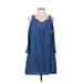 Knox Rose Casual Dress - A-Line V Neck 3/4 sleeves: Blue Print Dresses - Women's Size X-Small