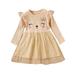 ZHAGHMIN Girls High Low Dresses Size 10-12 Toddler Girls Dress Long Sleeve Fashion Cartoon Cat Prints Ribbed Dress Princess Dress Casual Dress Princess Style Dress Girls Size 8 Tween Knit Dresses Fl