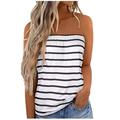Womenâ€™s Strapless Striped Sexy Tube Top Summer Sleeveless Off The Shoulder Beach Bandeau Tops Fashion Comfy Vest