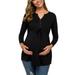 Herrnalise Maternity V-Neck Long Sleeve Bandage Solid Color Breast-Feeding Pregnant Nursing Blouse Tops Discount !