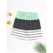 Boys Colorblock Striped Drawstring Waist Swim Shorts S221905X Multicolor 9Y(53IN)