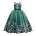 Girls Dresses Flower Lace Dress For Kids Wedding Bridesmaid Pageant Party Formal Long Maxi Gown Big First Birthday Dance Prom Sequin Bowknot Puffy Tulle Dresses For 150