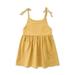 Scyoekwg Toddler Kids Girls Dresses Clearance Toddler Kid Baby Girls Summer Sling Dress Cute Solid Color Casual Dress Khaki 2-3 Years