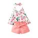 TAIAOJING Baby Skirt Shorts Cover Turn Girl s Sleeveless Off The Shoulder Floral Bow Top Dress Lace Up Shorts Princess Dresses 6-9 Months