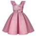 Penkiiy Children s Sequin Dress Skirt Flying Sleeve Girl Dress Festival Party Princess Dress Girls Dress Party Sundress 4-5 Years Pink On Sale