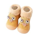 YDOJG Warm Stocking Girls Shoes Knit Socks Kids Rubber Soft Solid Sole Slipper Toddler Baby Boys Shoes Baby Shoes