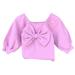 ZHAGHMIN Girls Tops Tees & Blouses Kids Toddler Baby Girls Solid Bowknot Long Ruffled Sleeve Blouse Tops Outfits Clothes Winter Clothes Size4T for Girls Light Shirts for Kids Baby Tee Shirts Girls