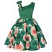 gvdentm Princess Dresses For Girls Girls Fall Dress Round Neck Long Sleeve Ruffle Fan Swing Maxi Long Dresses with Belt Green 150