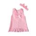 Scyoekwg Cute Dresses for Kids Toddler Kids Summer Girls Lace Solid Color Sleeveless Cute Bow Dress Suit Pink 12-18 Months