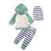 Pudcoco Newborn Baby Boy Girls Long Sleeve Hooded Tops Striped Pants Set Clothes