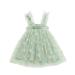 gvdentm Little Girls Cotton Dress Sleeveless Casual Summer Sundress Flower Printed Jumper Skirt Girls Easter Dress Mint Green 4-5 Years