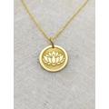 14K Lotus Pendant, Gold Flower, Yoga Necklace, Charm, Coin Jewellery, Dainty