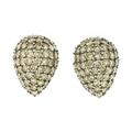 Estate Elegant 18K White Gold 6.50Ctw Fancy Brilliant Champagne Diamond Large Domed Tear Drop Earring with Enhancer in Excellent Condition