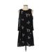 BCBGeneration Casual Dress - Shift Crew Neck Sleeveless: Black Floral Dresses - Women's Size Small