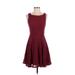 City Studio Casual Dress - A-Line: Burgundy Jacquard Dresses - Women's Size 3