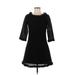 Nick & Mo Casual Dress - A-Line Crew Neck 3/4 sleeves: Black Print Dresses - Women's Size Medium