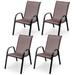 Costway 4 Pieces Stackable Patio Dining Chairs Set with Armrest-Brown