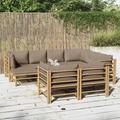 vidaXL 10-tlg. Garten-Lounge-Set mit Kissen Taupe Bambus