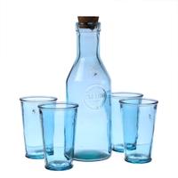 Gläser-Set blau 5tlg. Getränke Karaffe Trinkgläser Wassergläser