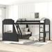 L-Shaped Twin over Full Bunk Bed and Twin Size Loft Bed, Upholstered Bed Triple Bunk
