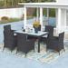 7-piece Outdoor Wicker Dining Set Modern Dining Table and Armchairs Sets