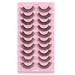 10 Pairs False Eyelashes 3D Faux Lashes Fake Lashes Natural Fluffy Wispy Soft Cat-Eye Style For Everyday Life DH06-5