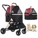 4 Wheels Dog Stroller 3-in-1 Multifunction Pet Stroller with Detachable Carrier Folding Lightweight Travel Aluminium Frame Dog Cat Stroller with Side Pocket for Medium Small Dogs Cats