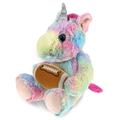 DolliBu Sitting Rainbow Unicorn Stuffed Animal with Football Plush - Soft Huggable Unicorn Adorable Plush Toy Cute Fantasy Gift Plush Doll Animal Toy for Kids and Adults - 10 Inches