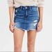 American Eagle Outfitters Skirts | 6 For $20 American Eagle Mid Wash Distressed Stretchy Hi Rise Denim Mini Skirt 2 | Color: Blue | Size: 2