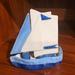 Anthropologie Art | Anthropologie Ceramic Sailboat Blues Decor 6” X 6” | Color: Blue/White | Size: Os