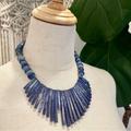 Anthropologie Jewelry | Anthropologie Blue Stone Collar Bib Statement Necklace Costume Jewelry | Color: Blue | Size: Os