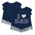 Girls Youth Tiny Turnip Navy New York Yankees I Love Dad Fringe T-Shirt